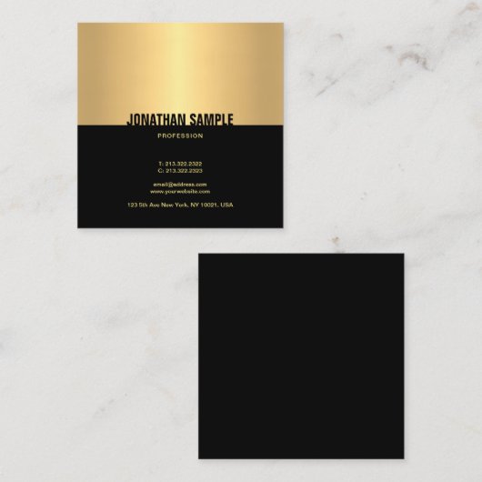 トレンディーブラック金ゴールドクールテンプレートエレガントモダン スクエア名刺 (正面/裏面)