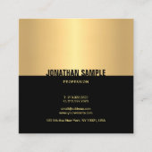 トレンディーブラック金ゴールドクールテンプレートエレガントモダン スクエア名刺 (正面)