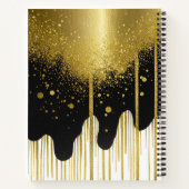 トレンディーブラック金ゴールドグリッターガーリーモノグラム名 ノートブック (裏面)