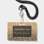 トレンディーブラック金ゴールドグリッターレオパードグラデーション バッジ (Front with Lanyard)