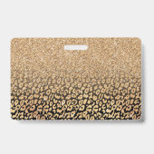 トレンディーブラック金ゴールドグリッターレオパードグラデーション バッジ (Back)