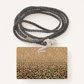 トレンディーブラック金ゴールドグリッターレオパードグラデーション バッジ (裏面ランヤード)