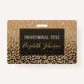 トレンディーブラック金ゴールドグリッターレオパードグラデーション バッジ (正面)