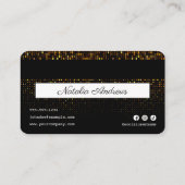 トレンディーブラック金ゴールドスパークルヘアドレッサークレジットカード 名刺 (裏面)