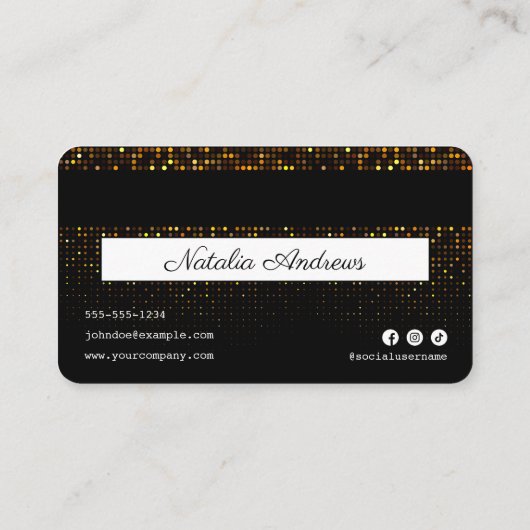 トレンディーブラック金ゴールドスパークルヘアドレッサークレジットカード 名刺 (裏面)