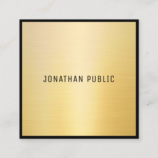 トレンディーブラック金ゴールドモダンエレガントデザインテンプレート スクエア名刺 (正面)