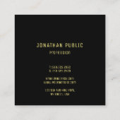 トレンディーブラック金ゴールドモダンエレガントデザインテンプレート スクエア名刺 (裏面)