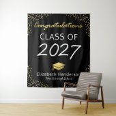トレンディーブラック金ゴールド卒業パーティーの背景 タペストリー (インサイチュ)