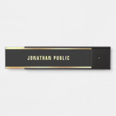 トレンディーブラック金ゴールド文字名クリーンテンプレート サインプレート (正面)