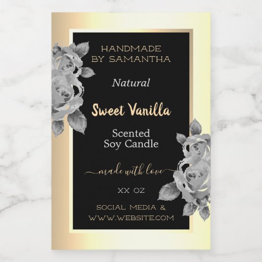 トレンディーブラック金ゴールド製品ラベルキャンドル美しい&ブランド フードラベル (シングルラベル)