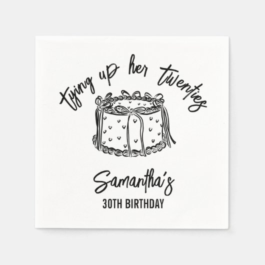 トレンディーブラック20代30歳の誕生日 スタンダードカクテルナプキン (正面)