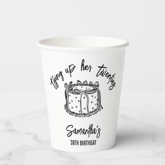 トレンディーブラック20代30歳の誕生日 紙コップ (裏面)