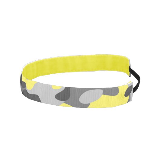 トレンディーブラック、グレー&イエロー迷彩柄プリントスポーツ アスレチックヘッドバンド (右)