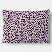 トレンディーブラック&ピンキヒョウのファーエフェクトRptパターン アクセサリーポーチ (正面)