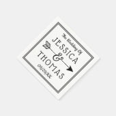 トレンディーブラック&ホワイトアンパサンド結婚と矢印 スタンダードカクテルナプキン (角)