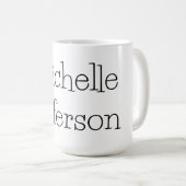 トレンディーブラック&ホワイトスクリプト名シック コーヒーマグカップ (正面右)