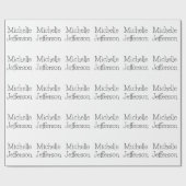 トレンディーブラック&ホワイトスクリプト名シック ラッピングペーパー (フラット)