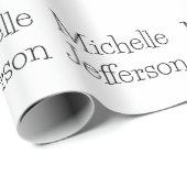 トレンディーブラック&ホワイトスクリプト名シック ラッピングペーパー (ロールコーナー)