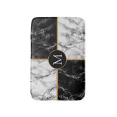 トレンディーブラック&ホワイトチェック大理石 – レターの追加 バスマット (正面縦)