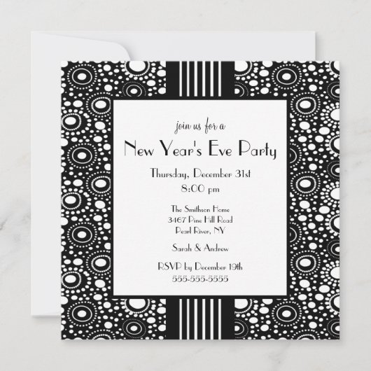 トレンディーブラック&ホワイトニューイーブ招待状 招待状 (正面)