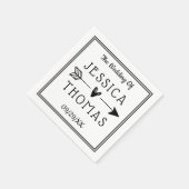 トレンディーブラック&ホワイトハート&アロー結婚ズ スタンダードカクテルナプキン (角)