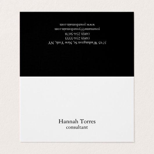 トレンディーブラック&ホワイトプレーンクリエイティブ モダン 名刺 (外部フラット)