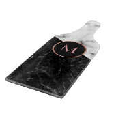 トレンディーブラック&ホワイトマーブルストーンバラ金ゴールド  カッティングボード (角)