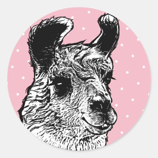 トレンディーブラック&ホワイトラマホワイト水玉模様 ラウンドシール (正面)