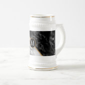 トレンディーブラック&ホワイト大理石 – あなたの手紙を追加 ビールジョッキ (正面右)