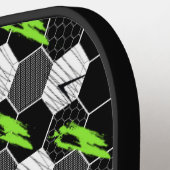 トレンディーブラック&ホワイト抽象芸術ジオメトリックサッカー ピックルボールラケット (左詳細)