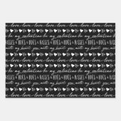 トレンディーブラック&ホワイト書道Be My Valentine ラッピングペーパーシート (正面3)