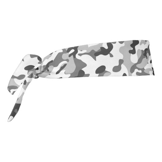 トレンディーブラック、ホワイト&グレー迷彩柄プリントスポーツ タイヘッドバンド (回転270)