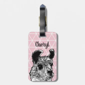 トレンディーブラック&ホワイトLlama三角形 ラゲッジタグ (裏面縦)