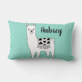 トレンディーブラック&ホワイトLlama & Swiss Dots in Mint ランバークッション (裏面)