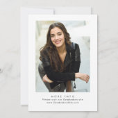 トレンディーブラック・ボウ・リボン写真卒業パーティー 招待状 (裏面)