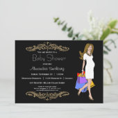 トレンディーブラック&レオパード印刷ショッピングママ 招待状 (スタンド正面)