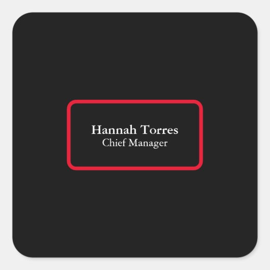 トレンディーブラック&レッドプレーンクリエイティブ モダン スクエアシール (正面)