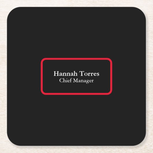 トレンディーブラック&レッドプレーンクリエイティブ モダン スクエアペーパーコースター (正面)