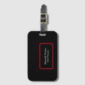トレンディーブラック&レッドプレーンクリエイティブ モダン ラゲッジタグ (正面縦)