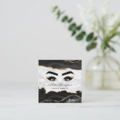 トレンディーブラック&金ゴールドガーリーメイクアップアーティスト スクエア名刺 (スタンド正面)