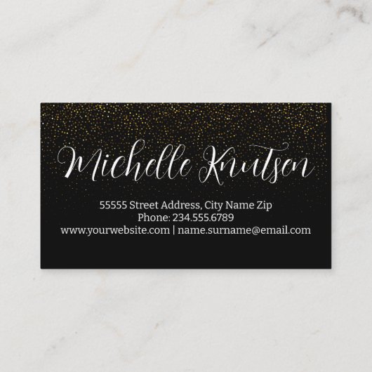 トレンディーブラック&金ゴールドメイクアップアーティストヘアサロン 名刺 (裏面)