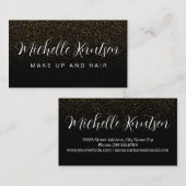トレンディーブラック&金ゴールドメイクアップアーティストヘアサロン 名刺 (正面/裏面)