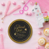 トレンディーブラック&金ゴールド50th誕生日パーティー ペーパープレート (パーティー)