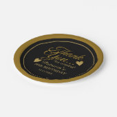 トレンディーブラック&金ゴールド50th誕生日パーティー ペーパープレート (アングル)