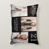 トレンディーブラックHappy 21st誕生日フォトコラージュ アクセントクッション (正面(垂直))