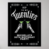 トレンディーブラックRIP To My Twenties 30th Birthday Sign ポスター (正面)
