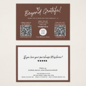 トレンディーブラモダンウンスクリプトQRコードサンキューカード (正面&裏面)