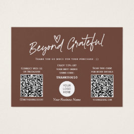 トレンディーブラモダンウンスクリプトQRコードサンキューカード