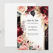 トレンディーブルゴーニュタイポグラフィ セーブザデート (正面/裏面)