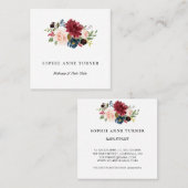 トレンディーブルゴーニュフラワーズプロフェッショナル美しいサロン スクエア名刺 (正面/裏面)